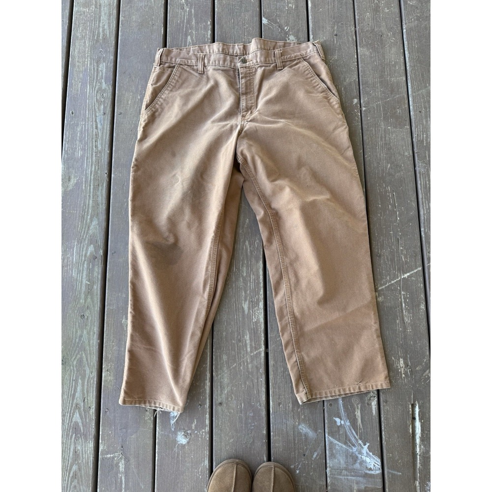 Carhartt FR Duck Canvas Carpenter Pants Size 38x27 Men's Brown Workwear
